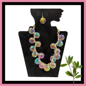 Iridescent Bubble Necklace and Earring Set